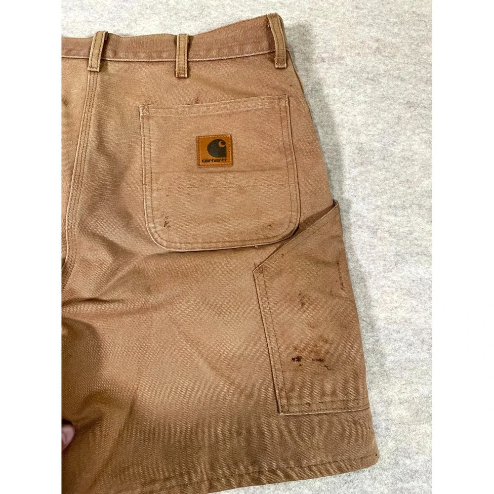 Carhartt Washed Duck Work Carpenter Shorts Mens 36 Brown Cotton Logo High Rise